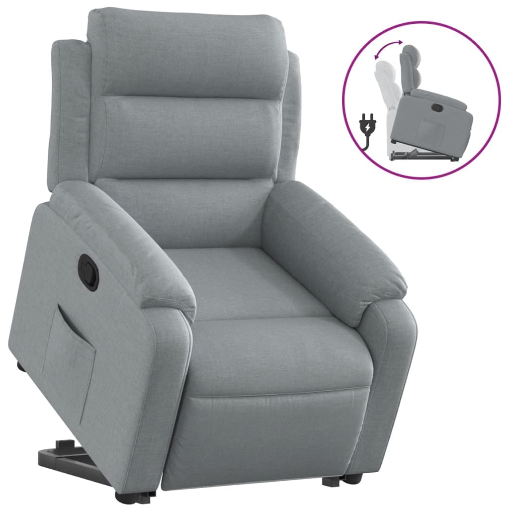 vidaXL Poltrona reclinável elevatória tecido cinzento-claro