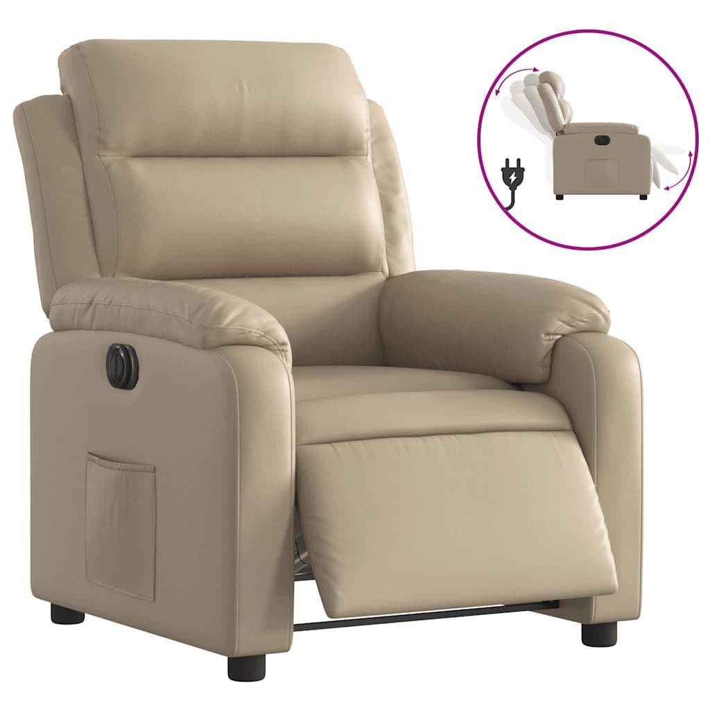 vidaXL Poltrona reclinável elétrica couro artificial cor cappuccino