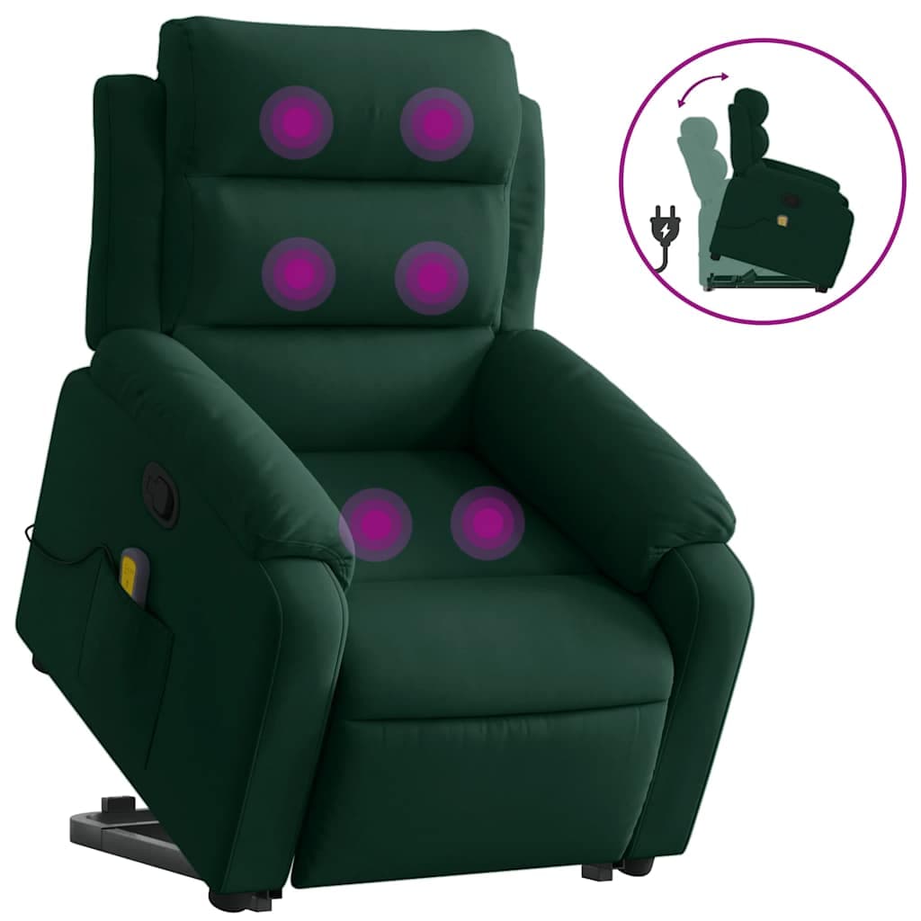 Poltrona Reclinável Elevatória Veludo Verde-escuro - 4292786419