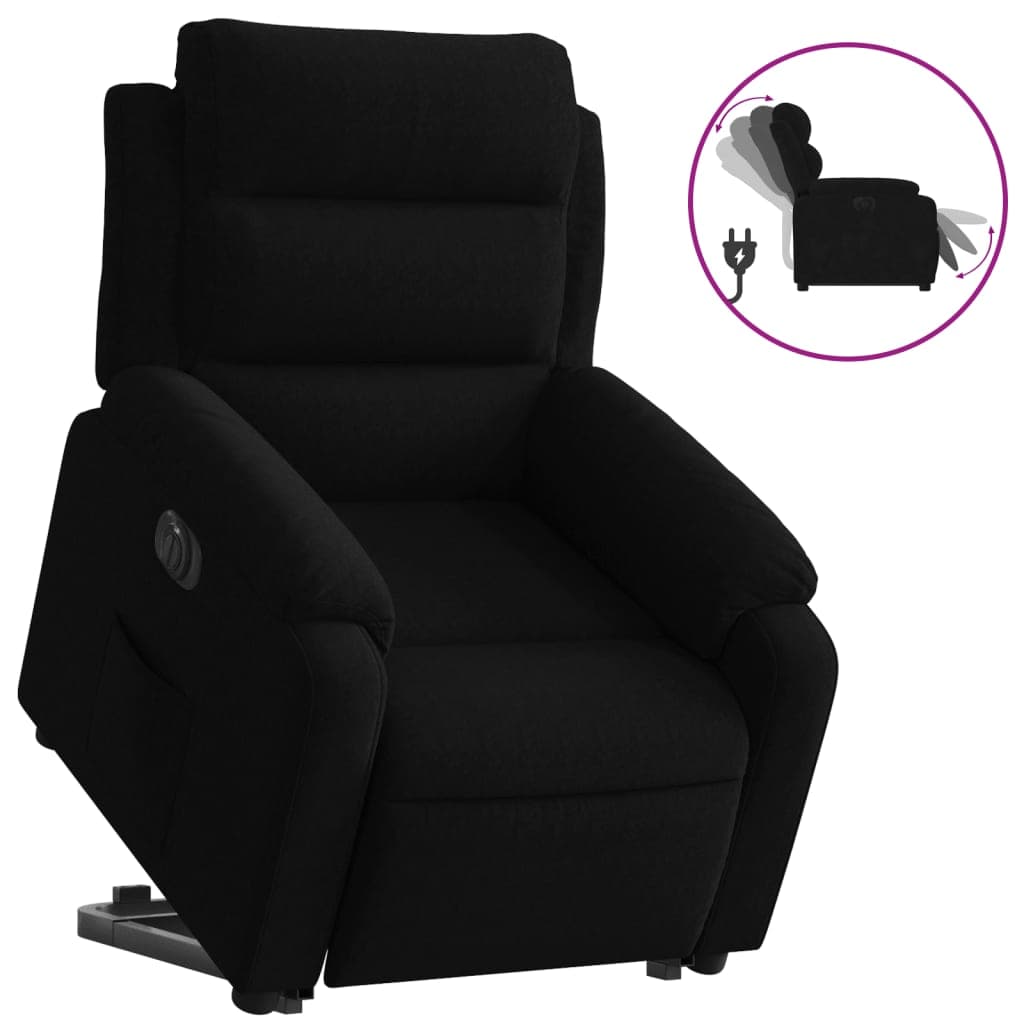vidaXL Poltrona Reclinável Elevatória Elétrica Veludo Preto - 444976918