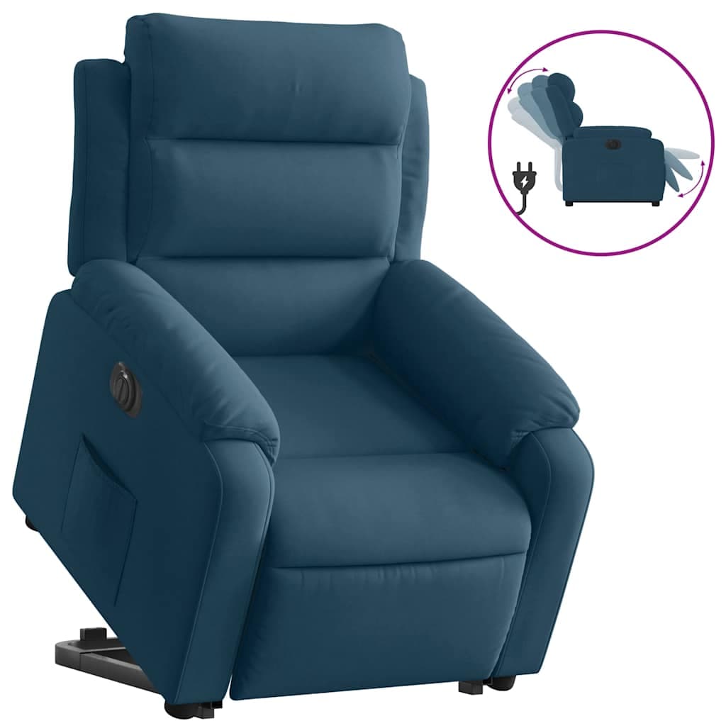 vidaXL Poltrona Reclinável Elevatória Elétrica Veludo Azul - 501746447