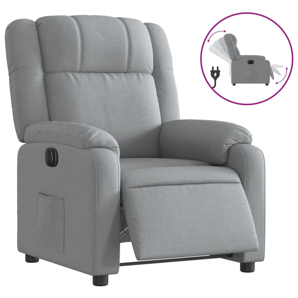 vidaXL Poltrona Reclinável Elétrica Tecido Cinzento-claro - 1764340577