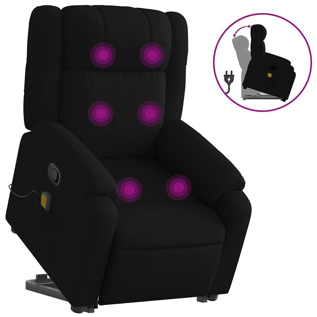 Poltrona de Massagens Reclinável Elevatória Tecido Preto - 3666708409