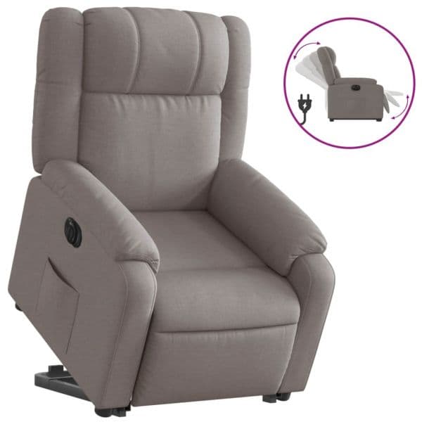 vidaXL Poltrona Reclinável Elevatória Elétrica Cinza-acastanhado - 112559127