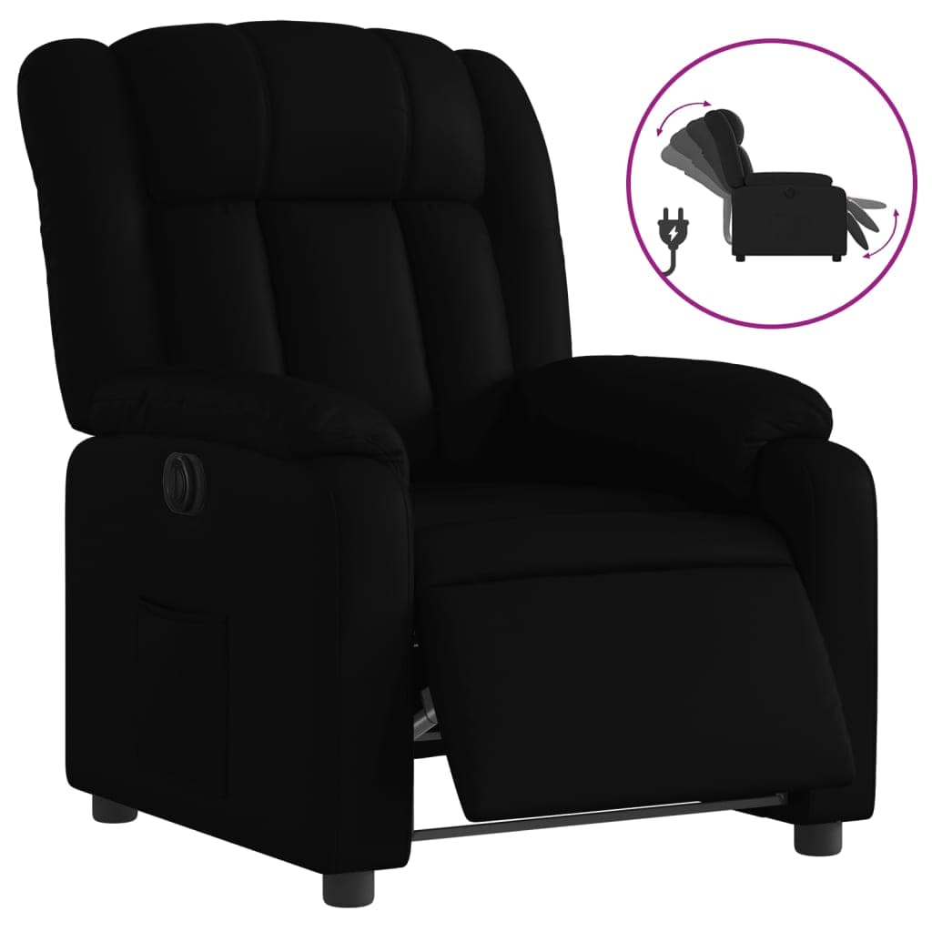 vidaXL Poltrona reclinável elétrica couro artificial preto