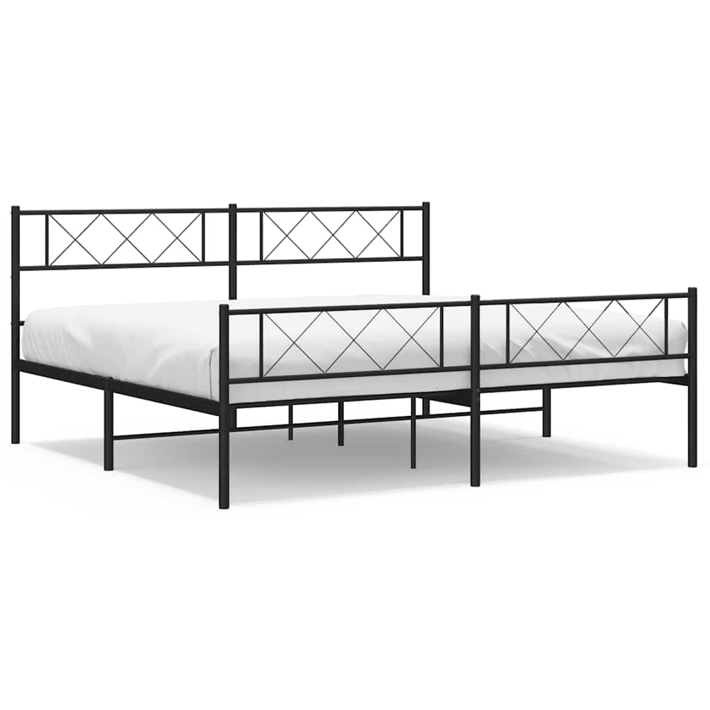 vidaXL Estrutura de Cama com Cabeceira e Pés 183x213 cm Metal Preto - 3238031398