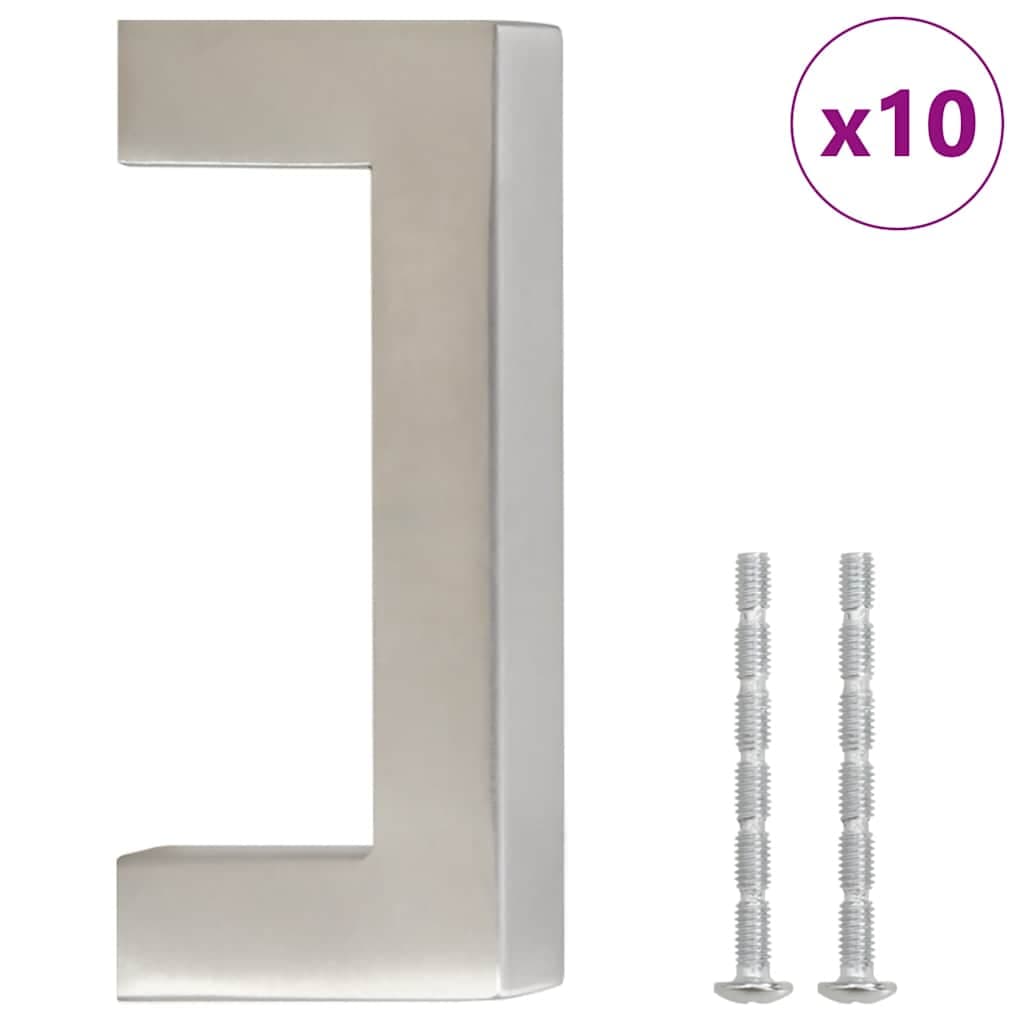 vidaXL Puxadores para móveis 10 pcs 64 mm aço inoxidável prateado