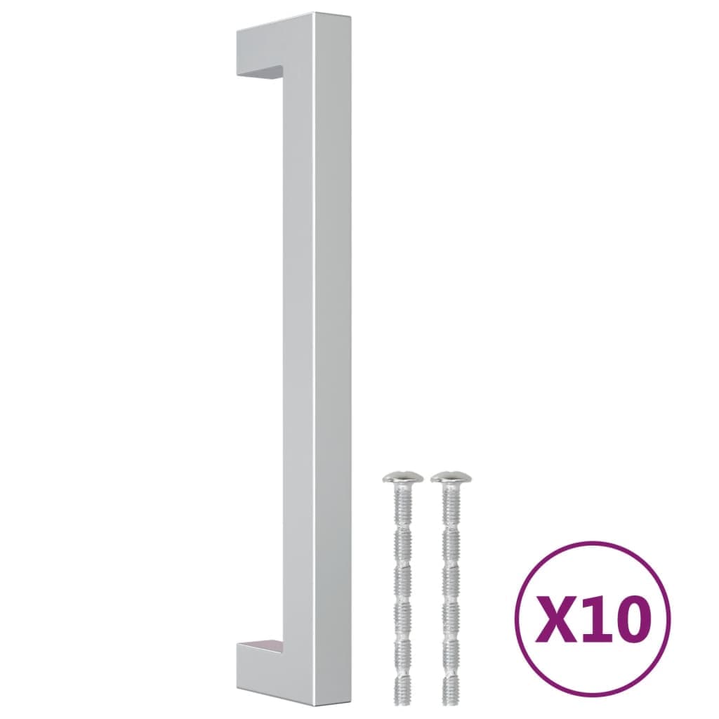 vidaXL Puxadores para móveis 10 pcs 160 mm aço inoxidável prateado