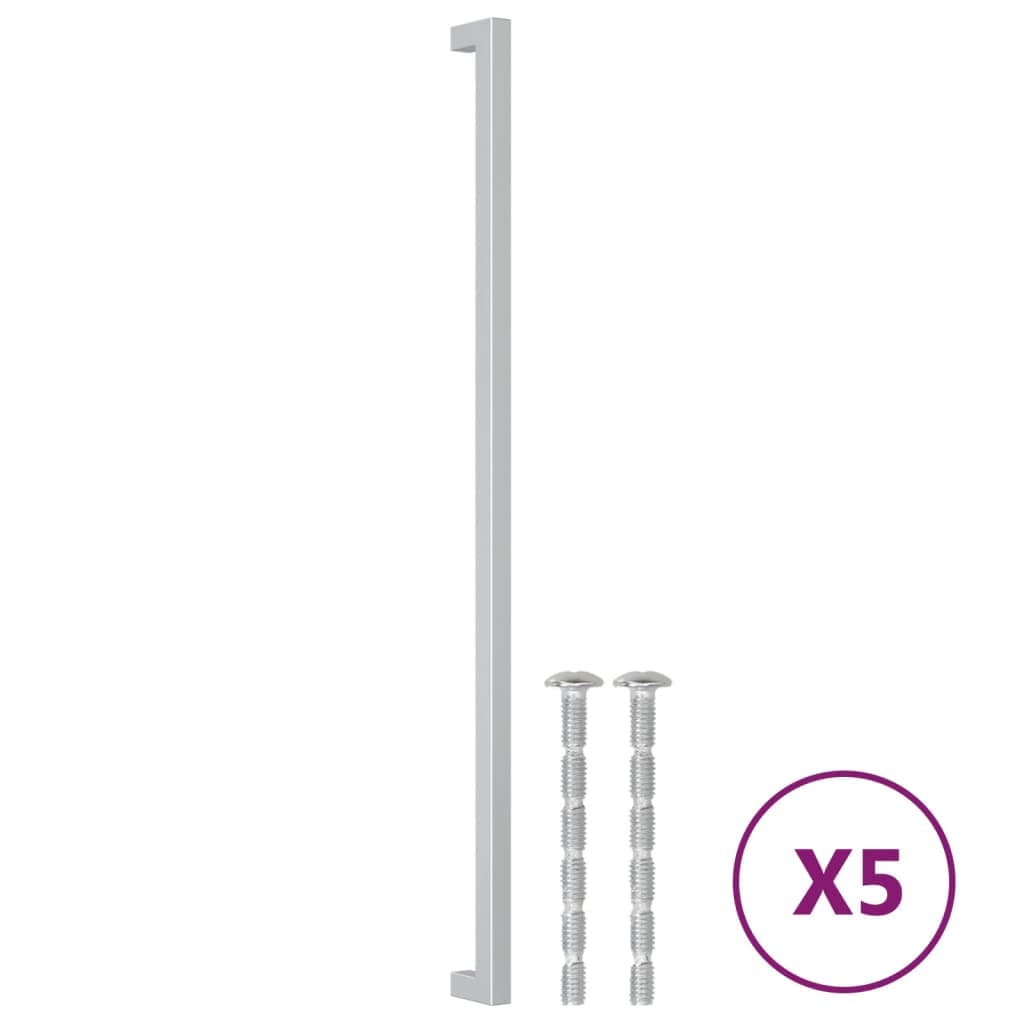 vidaXL Puxadores para móveis 5 pcs 480 mm aço inoxidável prateado