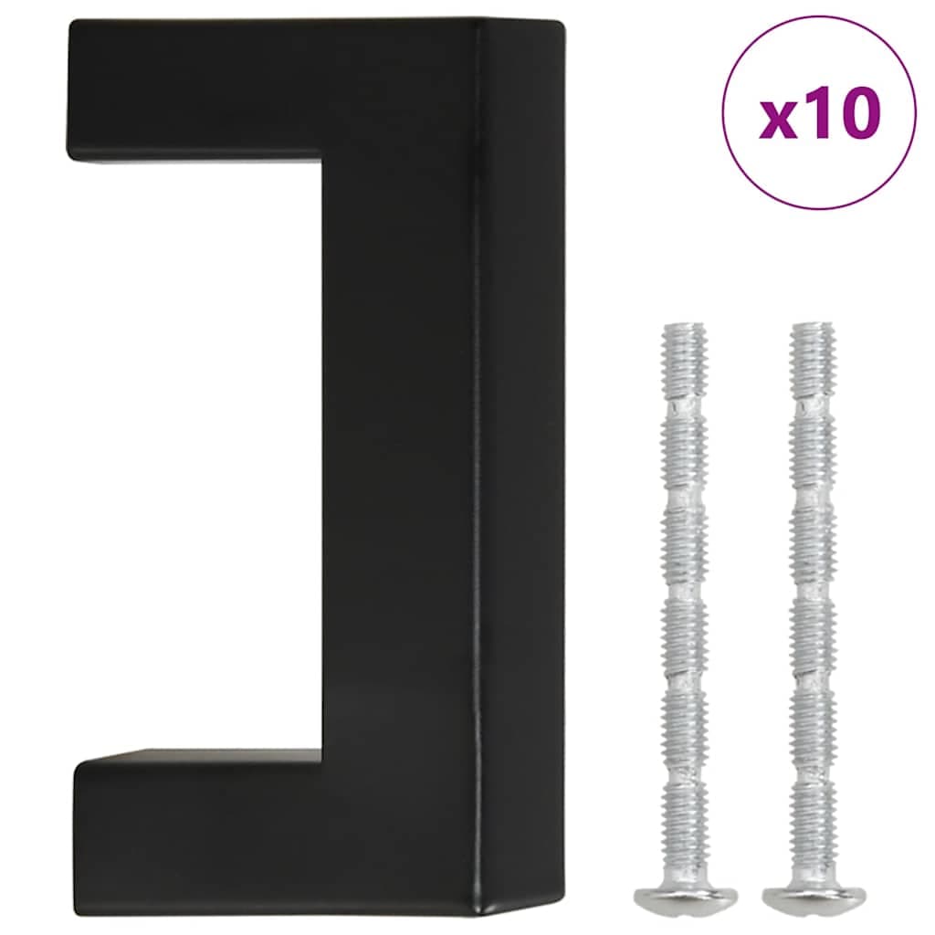 vidaXL Puxadores para móveis 10 pcs 64 mm aço inoxidável preto