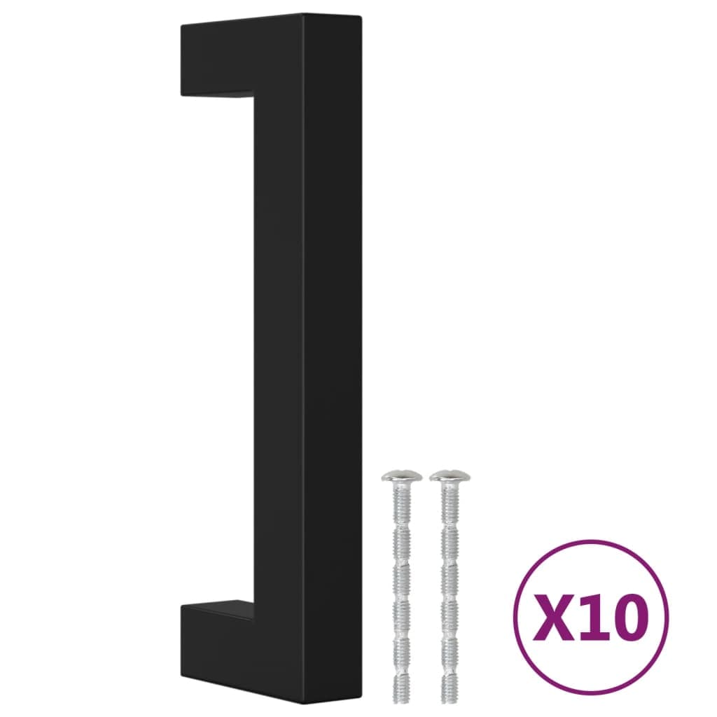 vidaXL Puxadores para móveis 10 pcs 96 mm aço inoxidável preto
