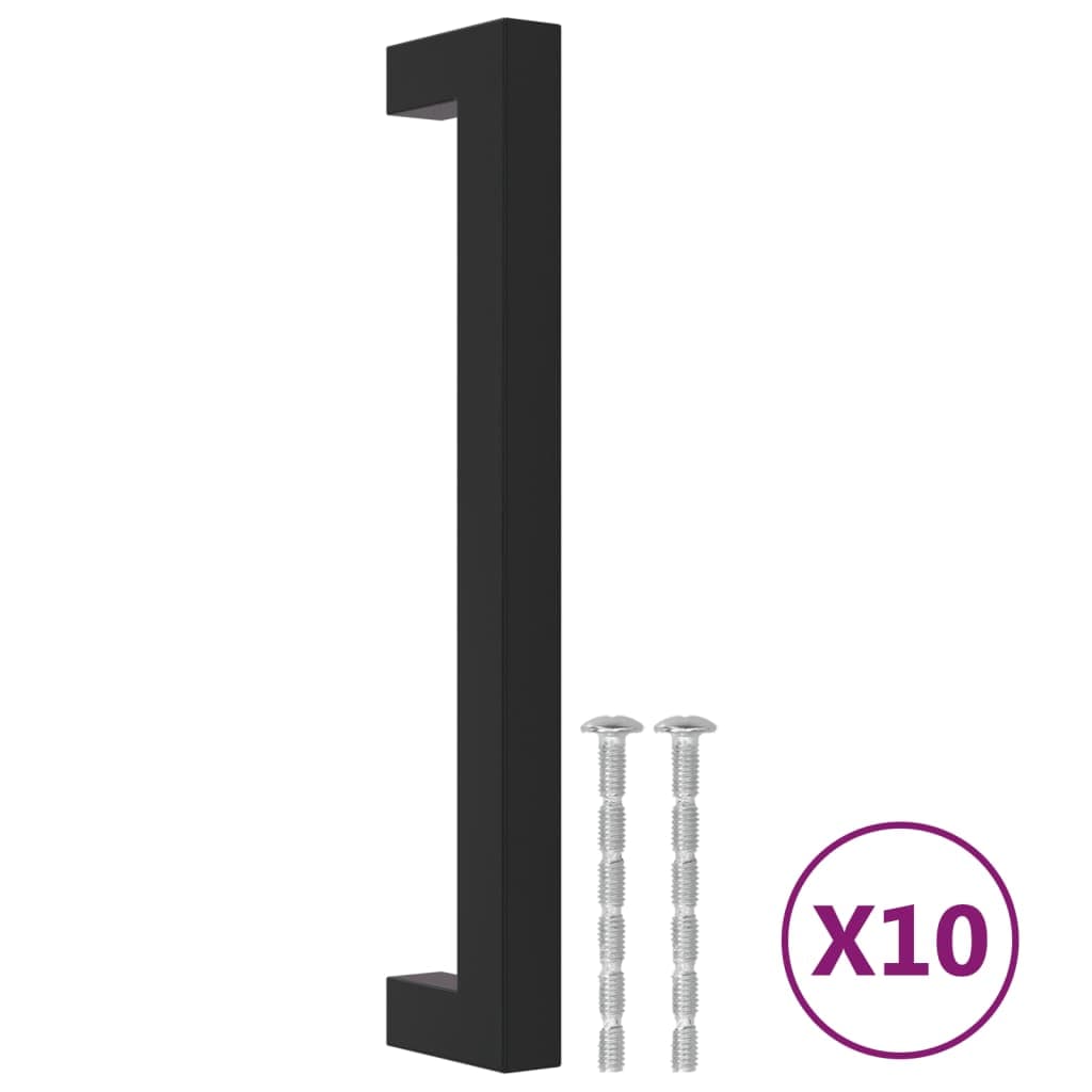 vidaXL Puxadores para móveis 10 pcs 160 mm aço inoxidável preto