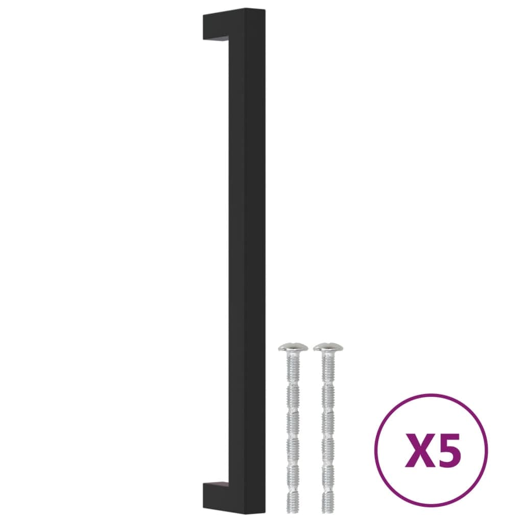 vidaXL Puxadores para móveis 5 pcs 224 mm aço inoxidável preto