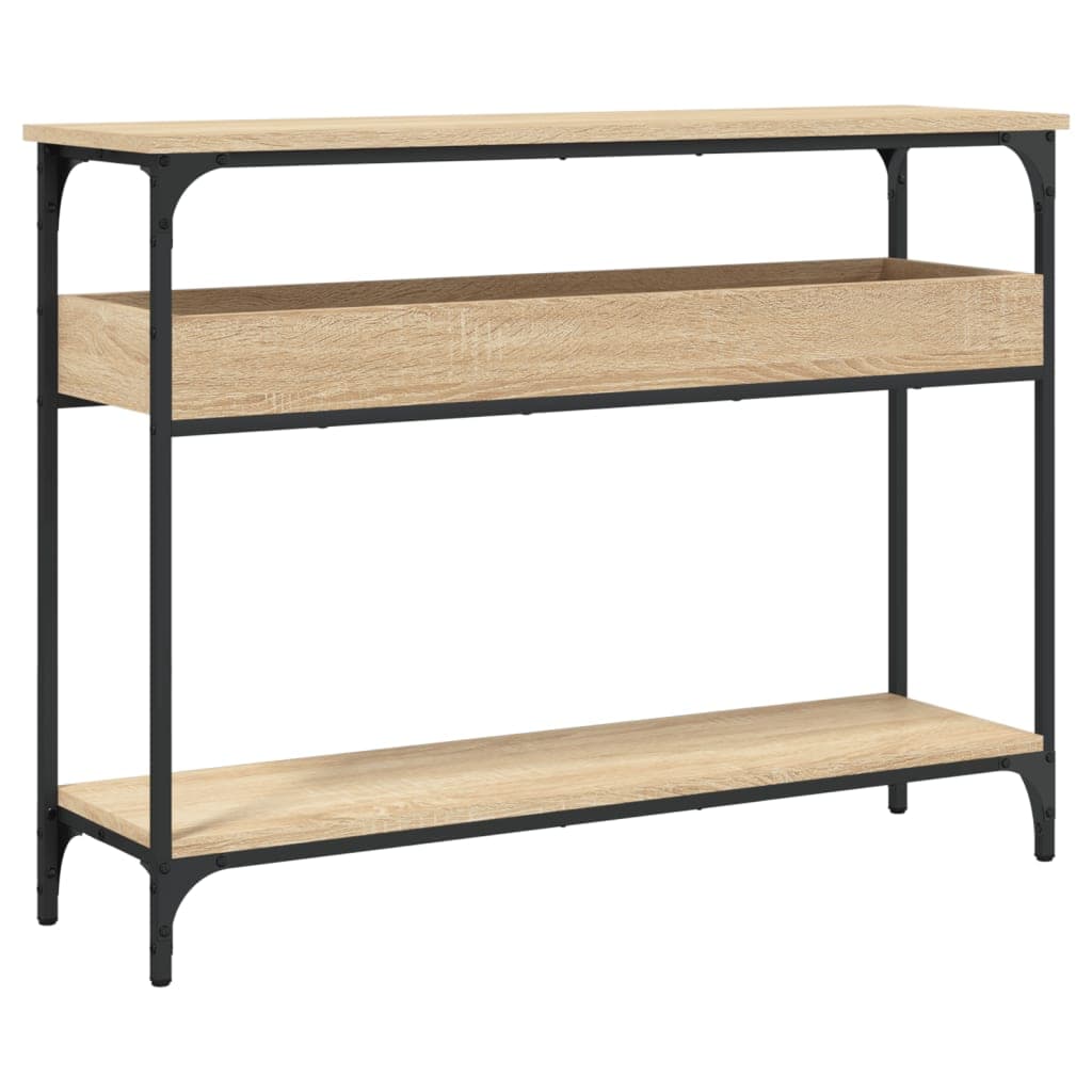 vidaXL Mesa de console com prateleira em carvalho Sonoma 100x29x75 cm, madeira projetada