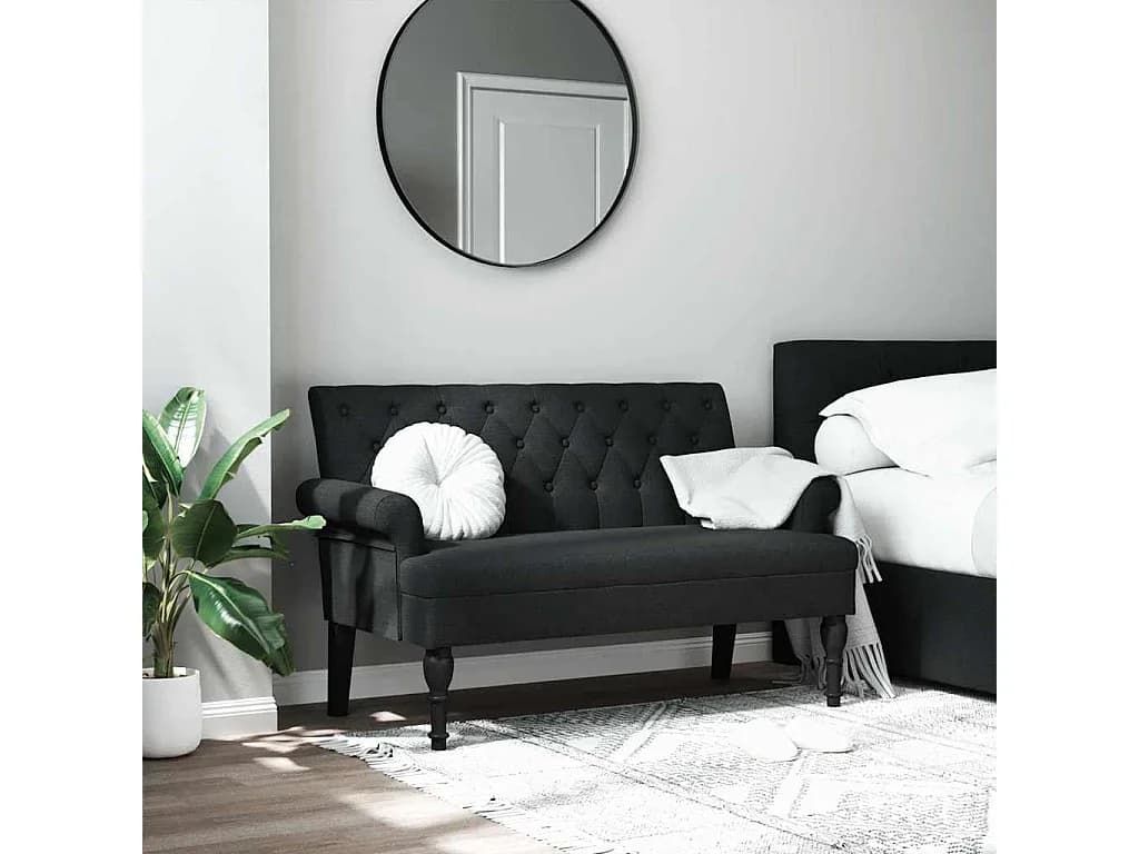 Banco com encosto preto 120x62x75,5 cm tecido