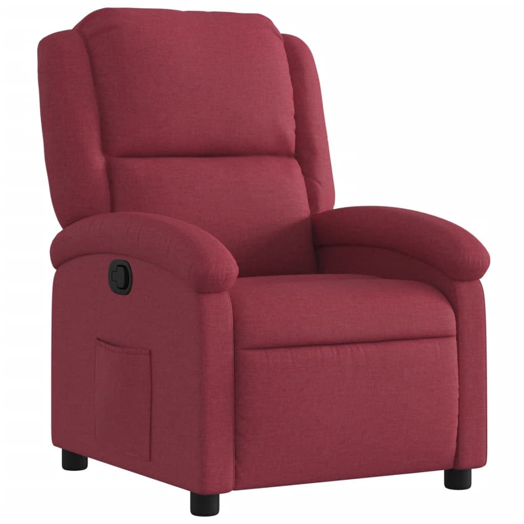 vidaXL Poltrona reclinável tecido vermelho tinto