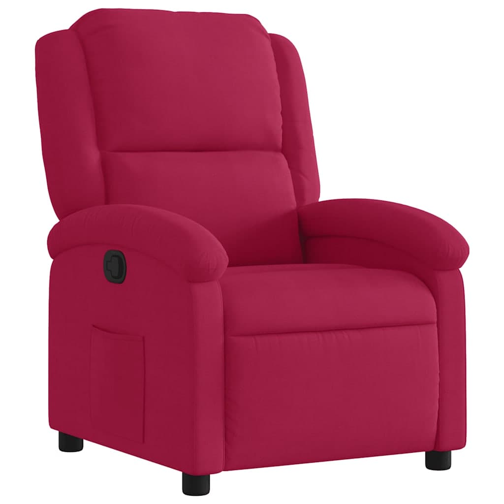 vidaXL Poltrona reclinável veludo vermelho tinto