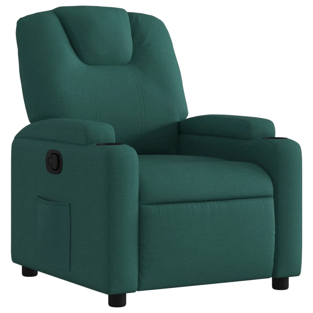 vidaXL Poltrona reclinável tecido verde-escuro