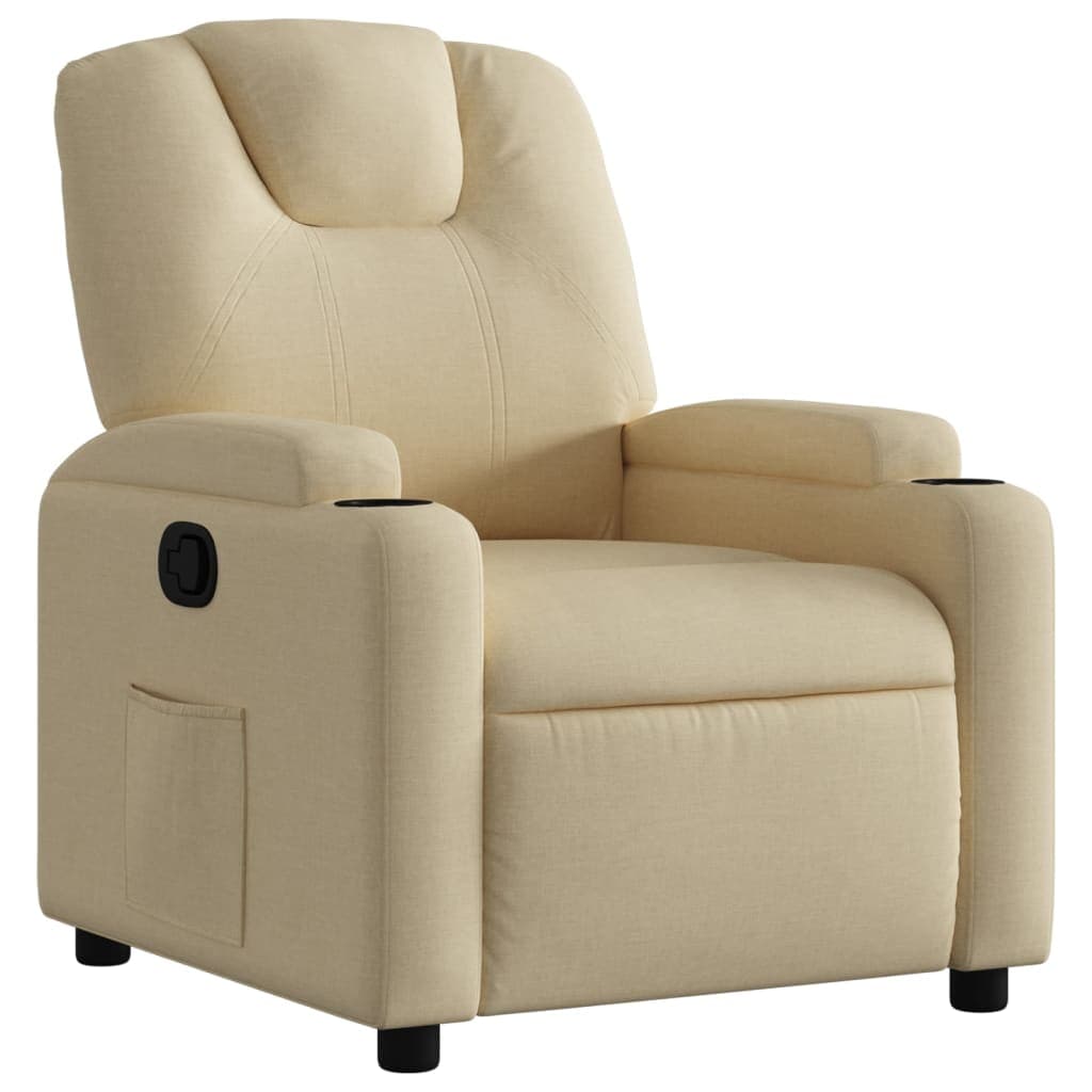 vidaXL Poltrona reclinável tecido cor creme