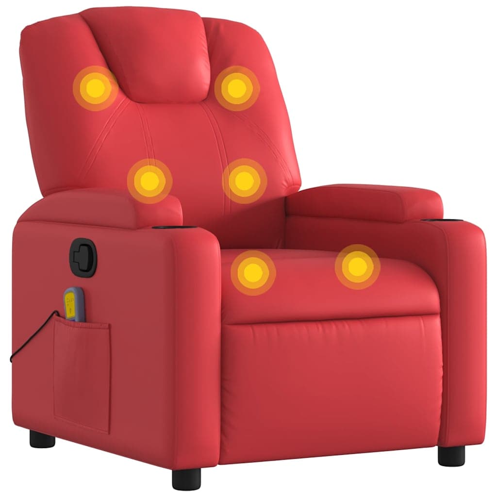Poltrona de Massagens Reclinável Couro Artificial Vermelho - 3007862325
