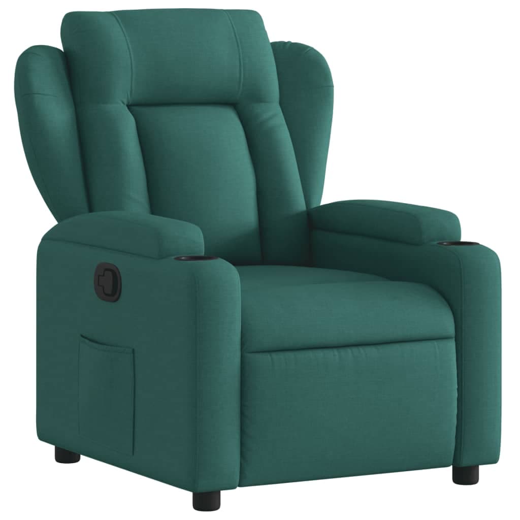 vidaXL Poltrona reclinável tecido verde-escuro