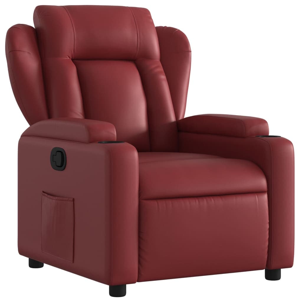 vidaXL Poltrona reclinável couro artificial vermelho tinto