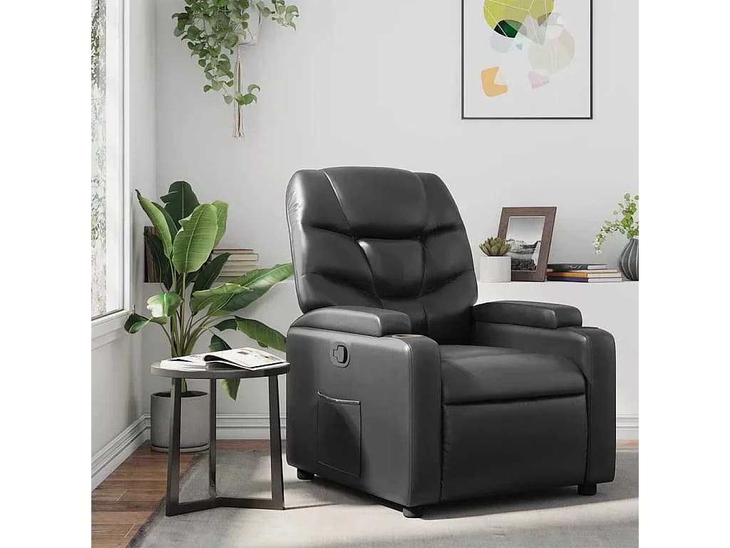 Poltrona de massagens reclinável couro artificial cinzento