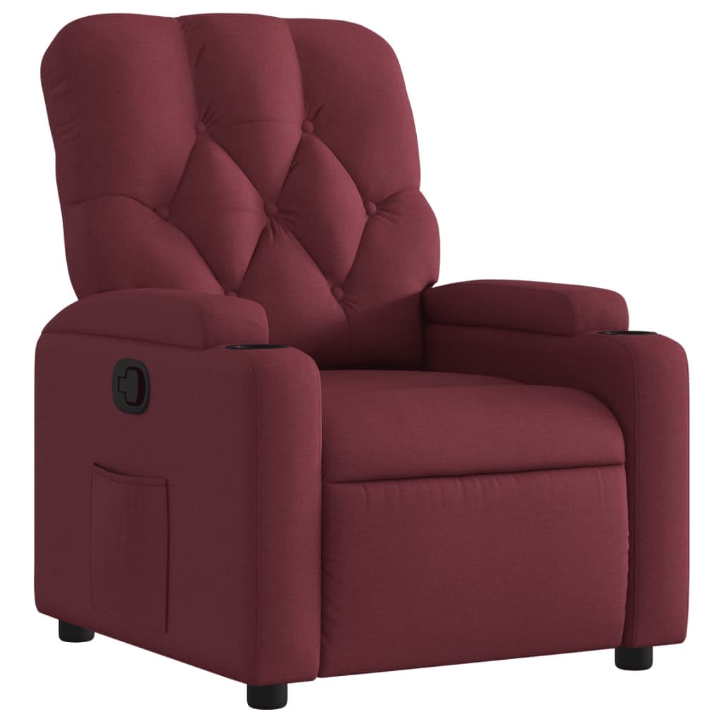 vidaXL Poltrona Reclinável Tecido Vermelho Tinto - 3801648519