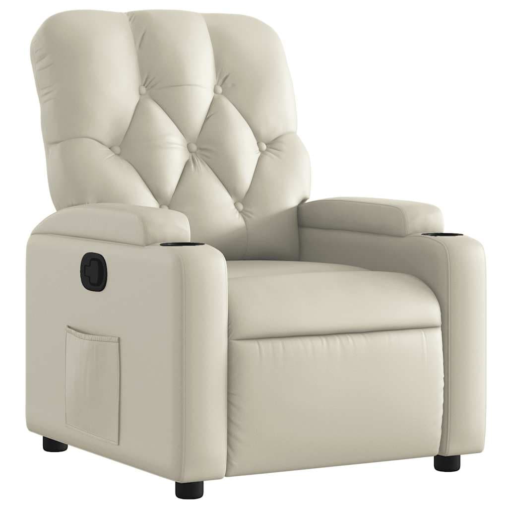 vidaXL Poltrona Reclinável Couro Artificial Cor Creme - 3269511309