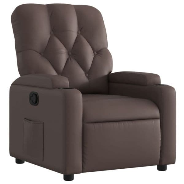 vidaXL Poltrona Reclinável Couro Artificial Castanho - 3051878427