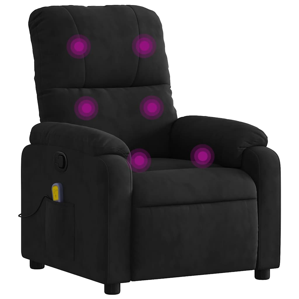 vidaXL Poltrona de massagens reclinável tecido de microfibra preto