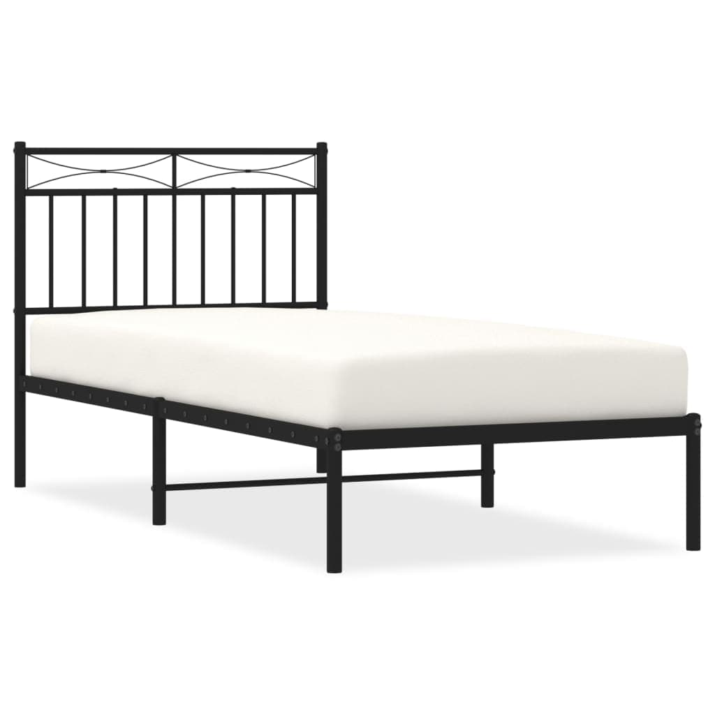 vidaXL Estrutura de cama com cabeceira 90x190 cm metal preto