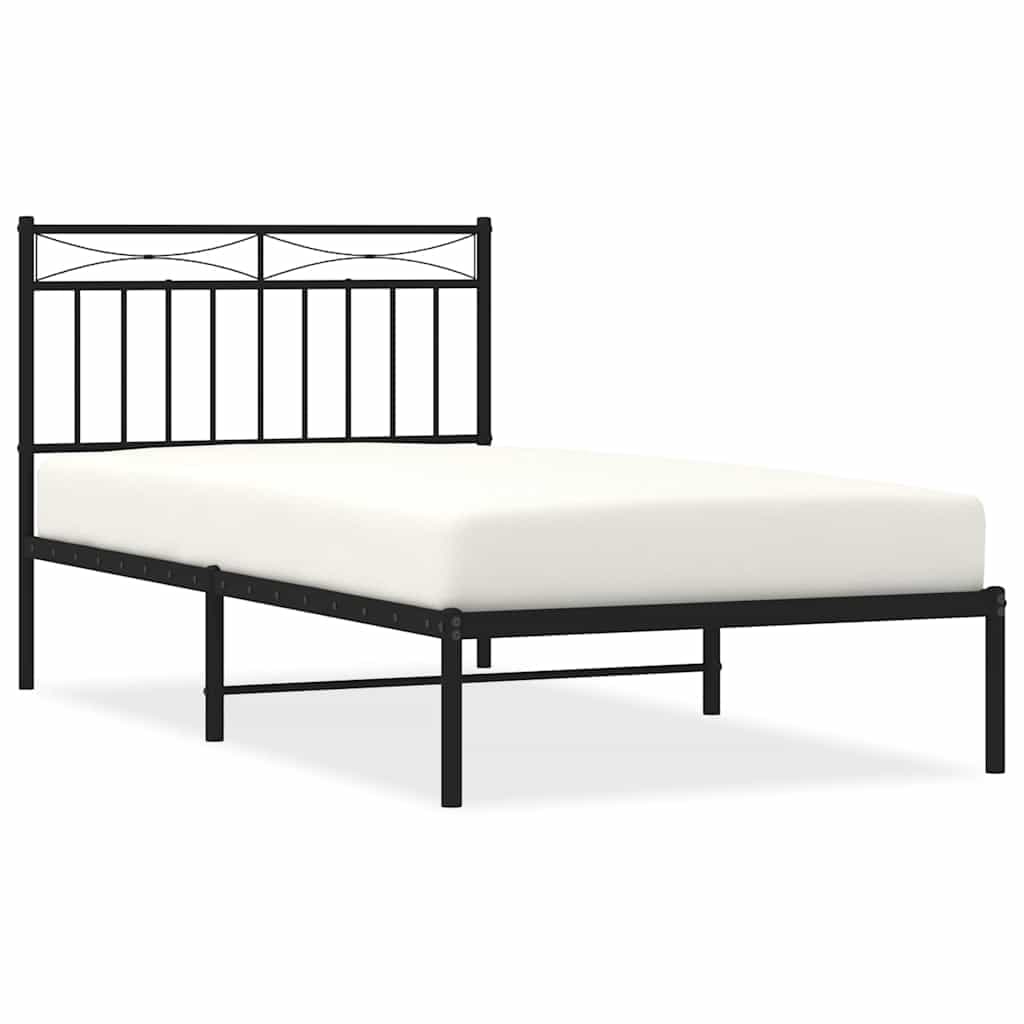 vidaXL Estrutura de cama com cabeceira 100x190 cm metal preto