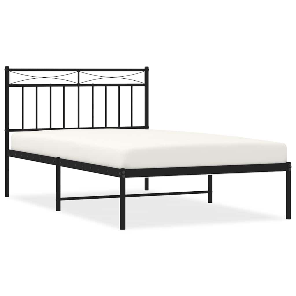 vidaXL Estrutura de cama com cabeceira 100x200 cm metal preto