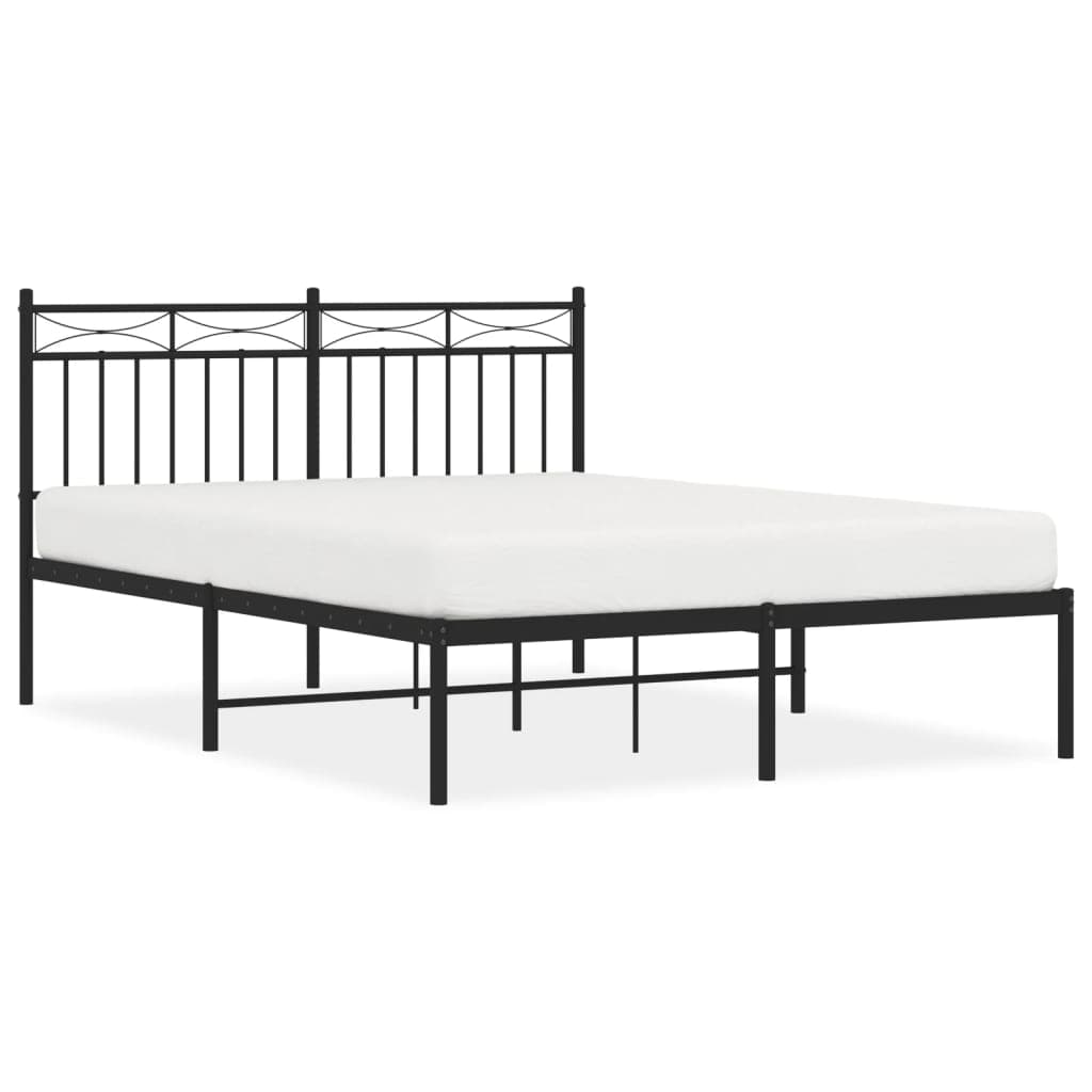 vidaXL Estrutura de cama com cabeceira 135x190 cm metal preto