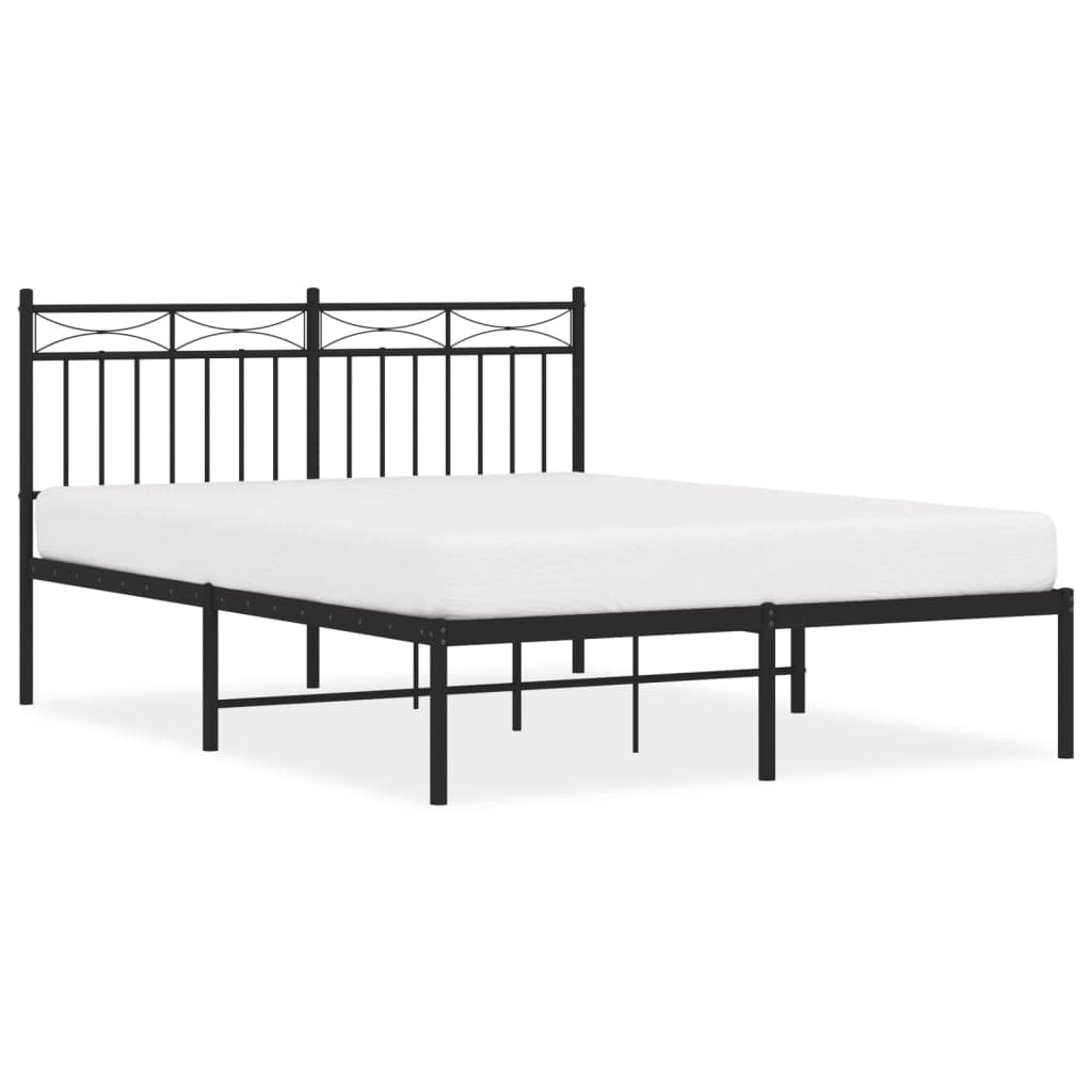 vidaXL Estrutura de cama com cabeceira 140x190 cm metal preto