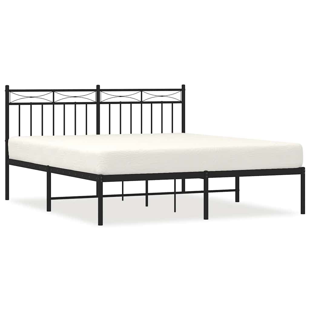 vidaXL Estrutura de cama em metal com cabeceira 150x200 cm preto