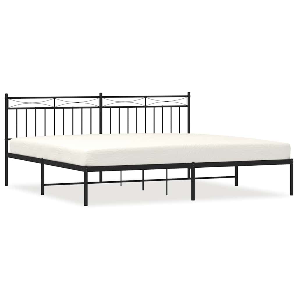vidaXL Estrutura de cama com cabeceira 193x203 cm metal preto