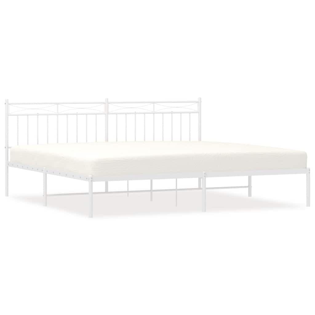 vidaXL Estrutura de cama com cabeceira 193x203 cm metal branco