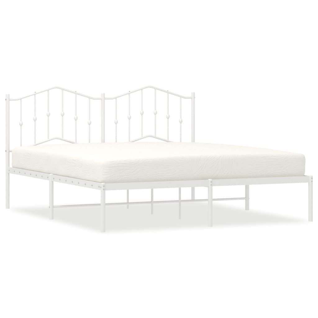 vidaXL Estrutura de Cama com Cabeceira 183x213 cm Metal Branco - 2290904092