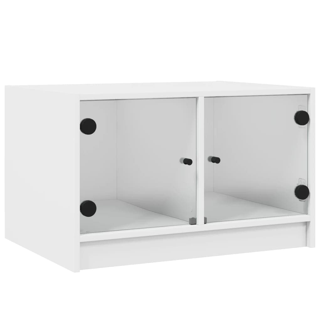 vidaXL Mesa de centro c/ portas de vidro 68x50x42 cm branco