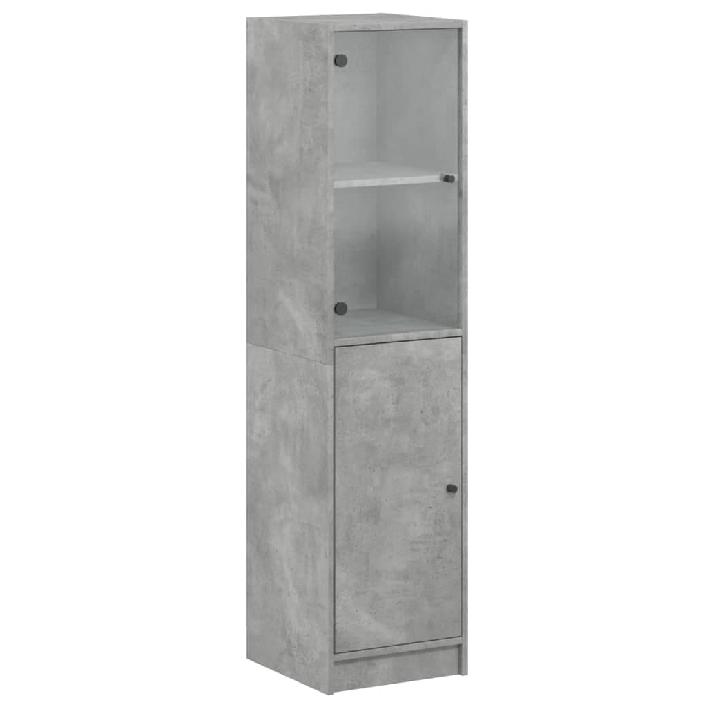 vidaXL Aparador alto c/ porta de vidro 35x37x142 cm cinza cimento