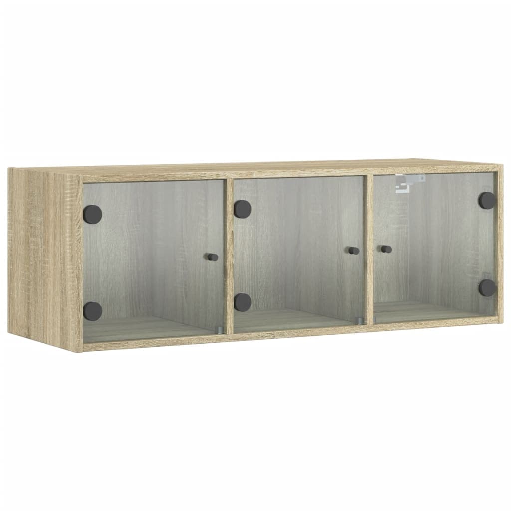 vidaXL Armário de parede c/ portas vidro 102x37x35 cm carvalho sonoma
