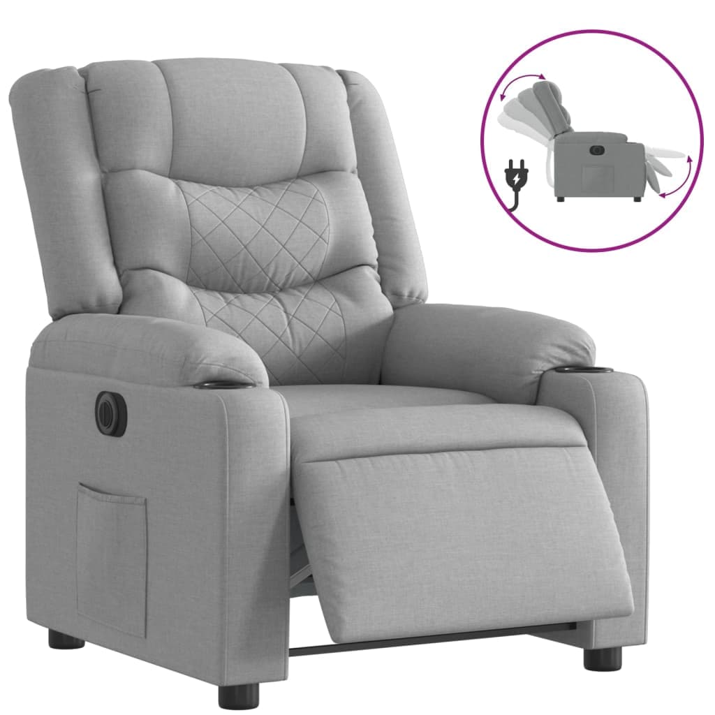 Poltrona Reclinável Elétrica Tecido Cinzento-claro - 4113668227