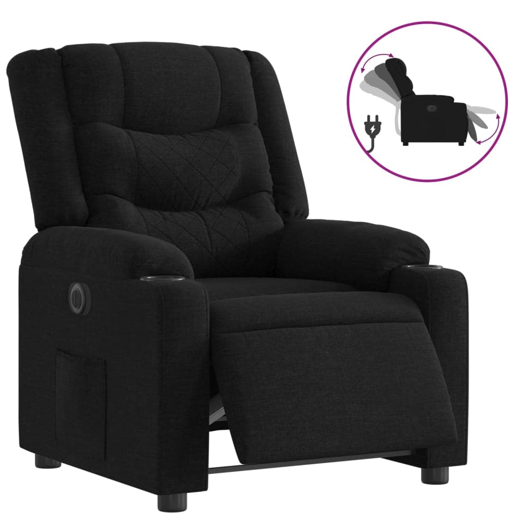 vidaXL Poltrona elétrica reclinável tecido preto