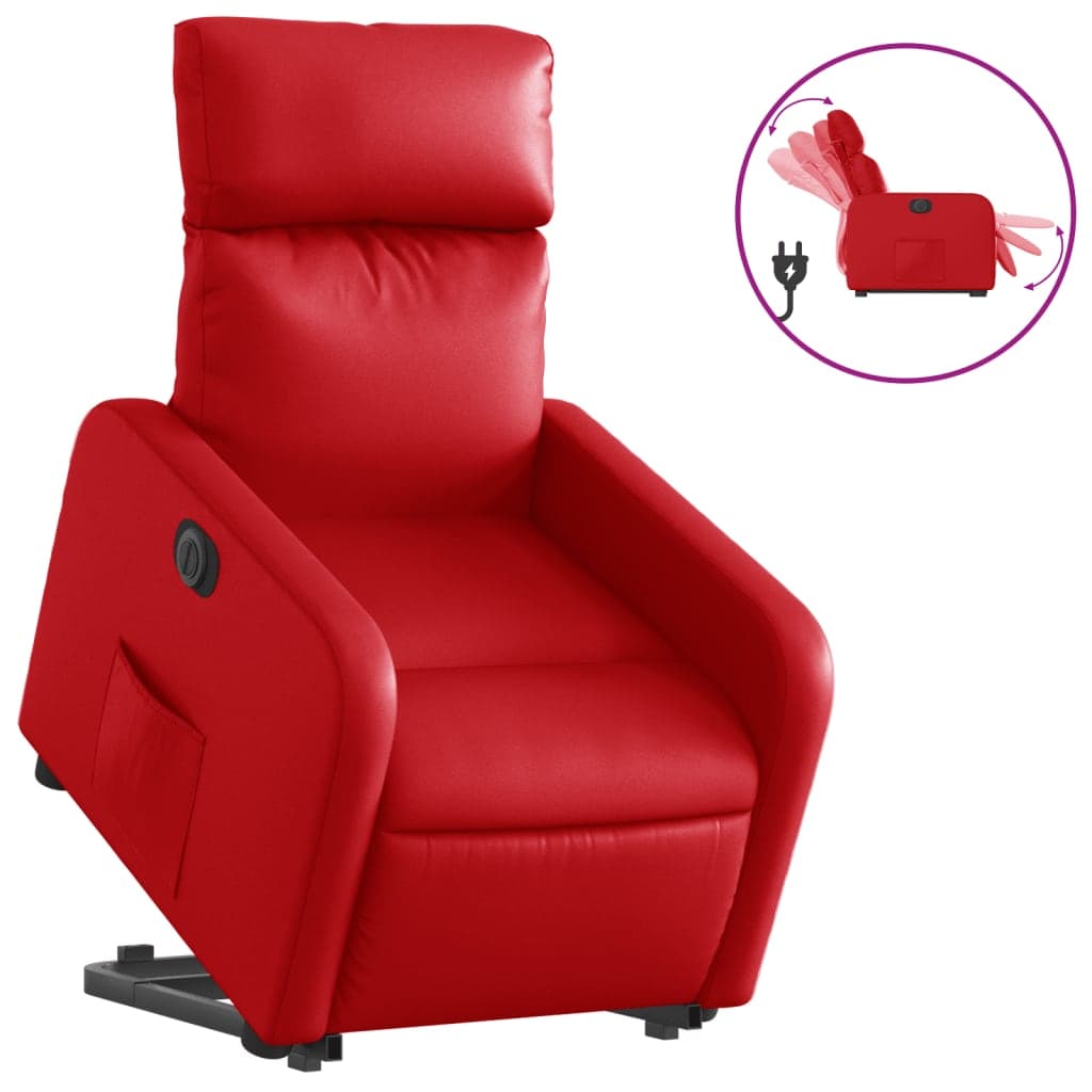 vidaXl Poltrona Reclinável Elevatória Elétrica Couro Artificial Vermelho - 3206768