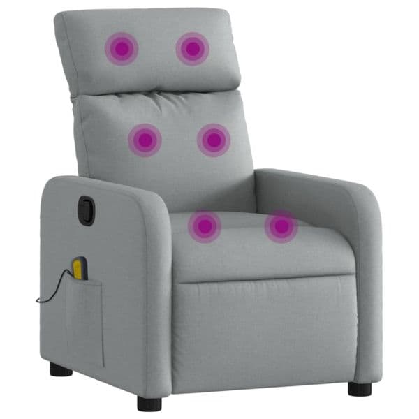 vidaXL Poltrona Reclinável de Massagem em Tecido Cinza Claro - 4203007945