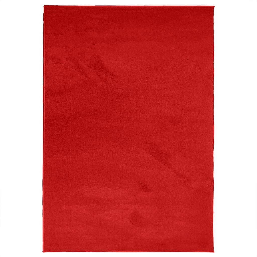 Tapete vidaXL Pelo Curto Oviedo 160x230 cm Vermelho - 406854777