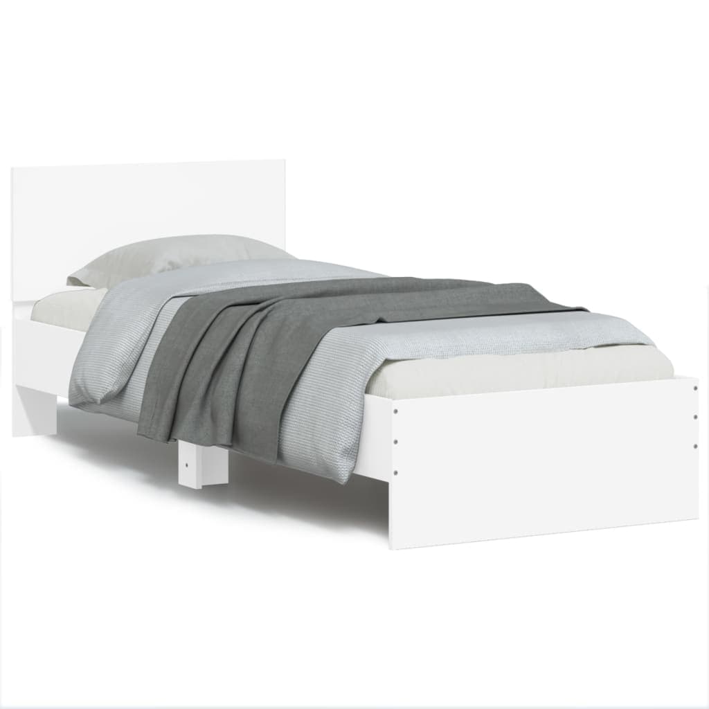 vidaXL Estrutura cama cabeceira 75x190 cm derivados de madeira branco