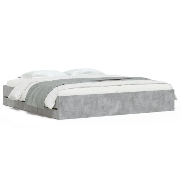 vidaXL Estrutura de Cama com Gavetas Derivados de Madeira Cinza-cimento - 950541804
